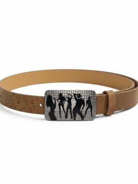 JADED LONDON Wasted Potential Club Leather Belt, Brown, OS